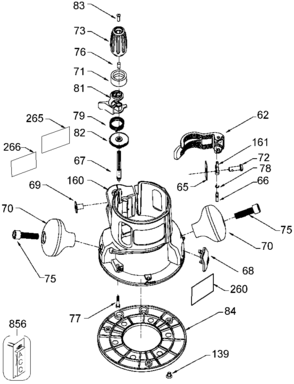 Base Assembly Diagram and Parts List for 893PK Type 2 Porter Cable Router
